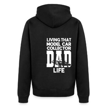 Living That Model Car Collector Dad Life Sammler - Unisex Premium Bio Zip Hoodie - Schwarz - Hinten - Nico (187cm)