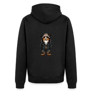 Border Collie Hund Lustig Winter - Unisex Premium Bio Zip Hoodie - Schwarz - Hinten - Nico (187cm)