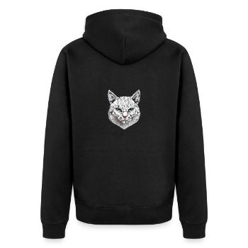 Polygon-Geometrie-Katze - Unisex Premium Bio Zip Hoodie - Schwarz - Hinten - Nico (187cm)