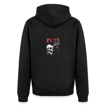 Punk depuis 1977, Punks Not Dead, 47 ans et - Veste à capuche bio Premium Unisexe - noir - Dos - Nico (187cm)