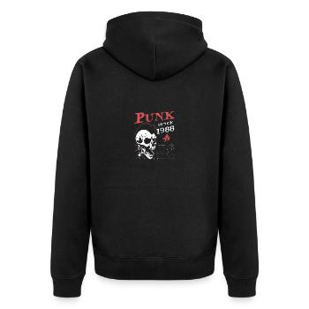 Punk depuis 1988, Punks Not Dead, 36 ans et - Veste à capuche bio Premium Unisexe - noir - Dos - Nico (187cm)