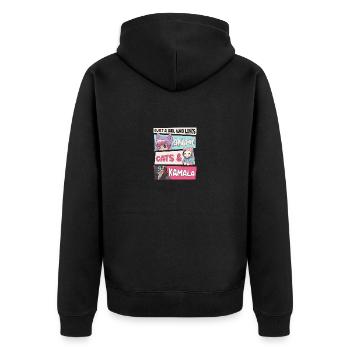 Katzendamen für Kamala - Anime, Katzen und Kamala 24 - Unisex Premium Bio Zip Hoodie - Schwarz - Hinten - Nico (187cm)