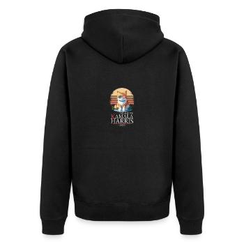Childless Cat Ladies for Kamala - Harris - Unisex Premium Organic Zip Hoodie - black - Back - Nico (187cm)