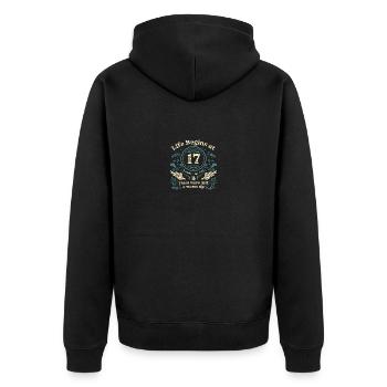 Das Leben beginnt Mit 17 Jahren waren die letzten 16 Jahre nur ein - Unisex Premium Bio Zip Hoodie - Schwarz - Hinten - Nico (187cm)