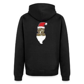 Coole Santa Is My Brotha Weihnachten Homeboy Geschenk - Unisex Premium Bio Zip Hoodie - Schwarz - Hinten - Nico (187cm)