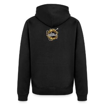 polka machine | blasmusik musikverein tuba bass - Unisex Premium Bio Zip Hoodie - Schwarz - Hinten - Nico (187cm)