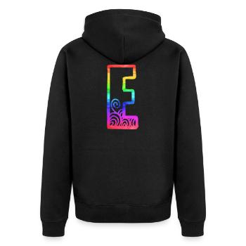 regenbogen e - Unisex Premium Bio Zip Hoodie - Schwarz - Hinten - Nico (187cm)