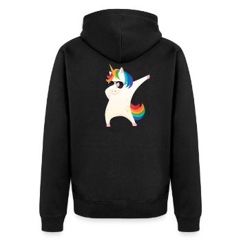 Dabbing Unicorn With Sunglasses - Dab Dance Gift - Veste à capuche bio Premium Unisexe - noir - Dos - Nico (187cm)