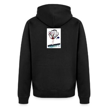 img835 ---- "Winterbaum" ¨. - Unisex Premium Bio Zip Hoodie - Schwarz - Hinten - Nico (187cm)