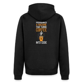 Funny programmer saying - Unisex Premium Organic Zip Hoodie - black - Back - Nico (187cm)