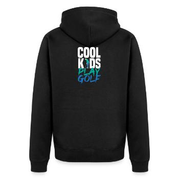 Cool kids playing golf golfers - Unisex Premium Organic Zip Hoodie - black - Back - Nico (187cm)