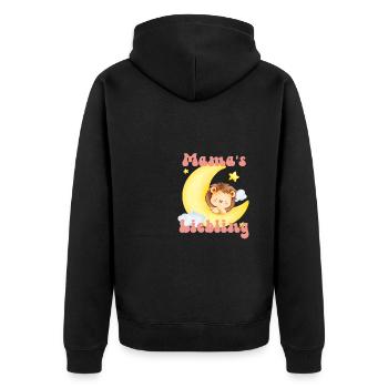 Mamas Liebling kleiner Löwe schläft im Mond - Unisex Premium Bio Zip Hoodie - Schwarz - Hinten - Nico (187cm)