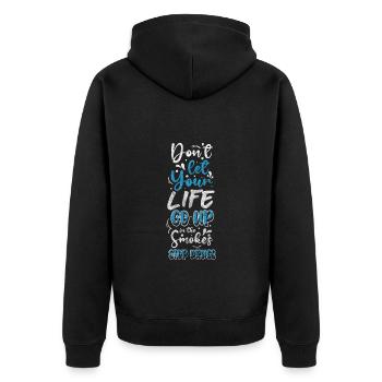 Drogen Süchtig Marihuana - Unisex Premium Bio Zip Hoodie - Schwarz - Hinten - Nico (187cm)