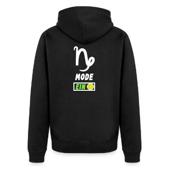 Astrologie Statement Horoskop Steinbock Tierkreis - Unisex Premium Bio Zip Hoodie - Schwarz - Hinten - Nico (187cm)