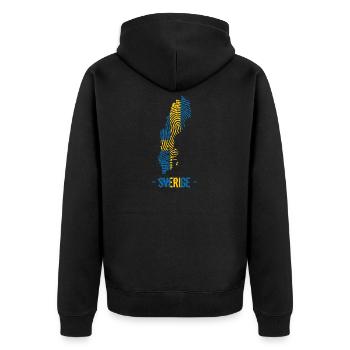 Schweden Landkarte Fingerabdruck Skandinavien S - Unisex Premium Bio Zip Hoodie - Schwarz - Hinten - Nico (187cm)