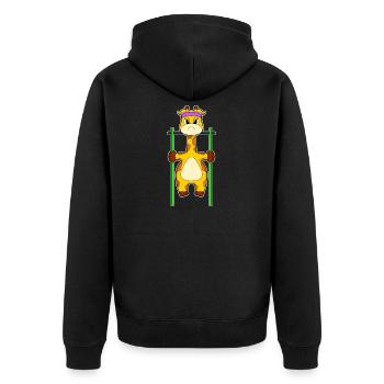 Giraffe Bodybuilder Pull-ups Bodybuilding - Unisex Premium Organic Zip Hoodie - black - Back - Nico (187cm)