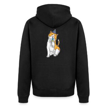 Katze Geburtstag Tröte - Unisex Premium Bio Zip Hoodie - Schwarz - Hinten - Nico (187cm)