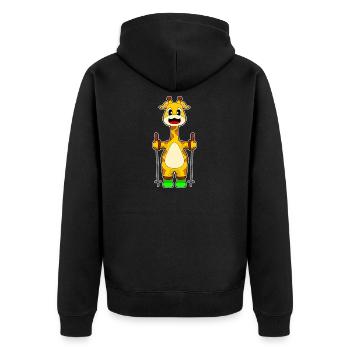 Giraffe Skifahrer Ski Wintersport - Unisex Premium Bio Zip Hoodie - Schwarz - Hinten - Nico (187cm)
