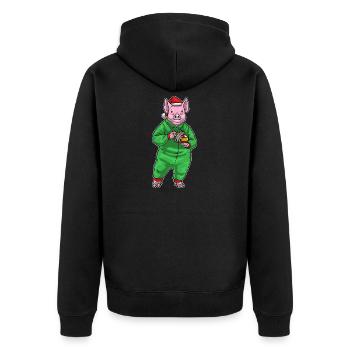 Schwein Weihnachten Reinigungskraft - Unisex Premium Bio Zip Hoodie - Schwarz - Hinten - Nico (187cm)
