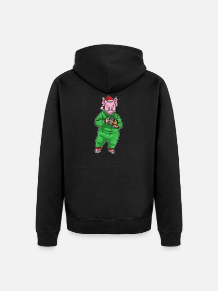 Pig Christmas Cleaner - Unisex Premium Organic Zip Hoodie - black