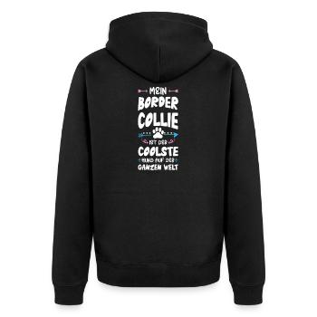 Dicton de chien Border Collie - Veste à capuche bio Premium Unisexe - noir - Dos - Nico (187cm)