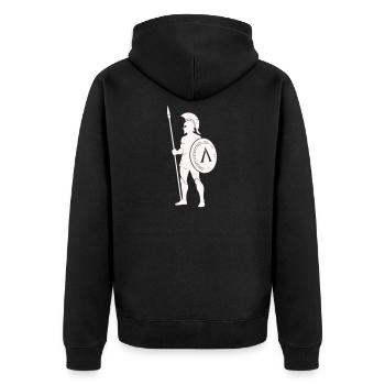 Spartanischer Krieger mit Schild - Unisex Premium Bio Zip Hoodie - Schwarz - Hinten - Nico (187cm)