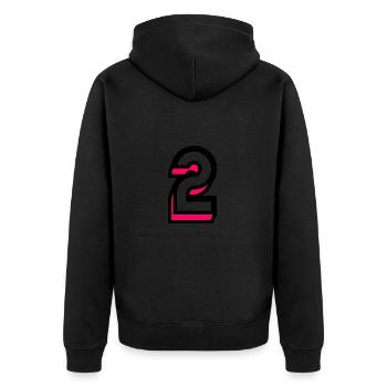 2. 2 JAHRE. 2. JUBILÄUM. GEBURTSTAG 2 JAHRE. - Unisex Premium Bio Zip Hoodie - Schwarz - Hinten - Nico (187cm)