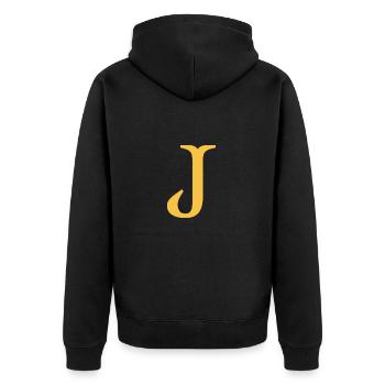 J - Unisex Premium Bio Zip Hoodie - Schwarz - Hinten - Nico (187cm)