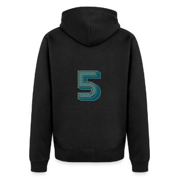 5. 5 YEARS. 5th ANNIVERSARY. 5 YEAR ANNIVERSARY - Unisex Premium Organic Zip Hoodie - black - Back - Nico (187cm)