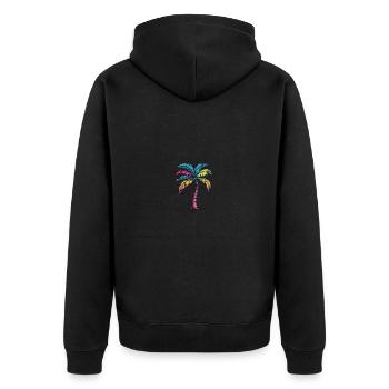 Palm Tree Multicolored - Unisex Premium Organic Zip Hoodie - black - Back - Nico (187cm)