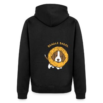 Dog Beagle Bagel Funny Animal Puns - Unisex Premium Bio Zip Hoodie - Schwarz - Hinten - Nico (187cm)
