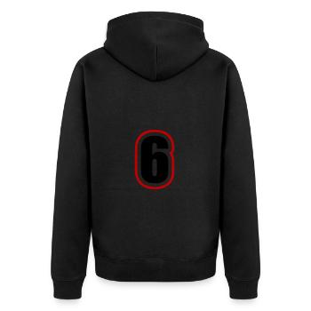 6 Number College - Unisex Premium Organic Zip Hoodie - black - Back - Nico (187cm)