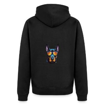 Doberman tête de chien cool - Veste à capuche bio Premium Unisexe - noir - Dos - Nico (187cm)