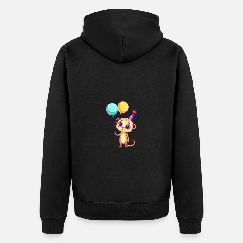 Bande dessinée d’anniversaire de suricate - Veste à capuche bio Premium Unisexe - noir