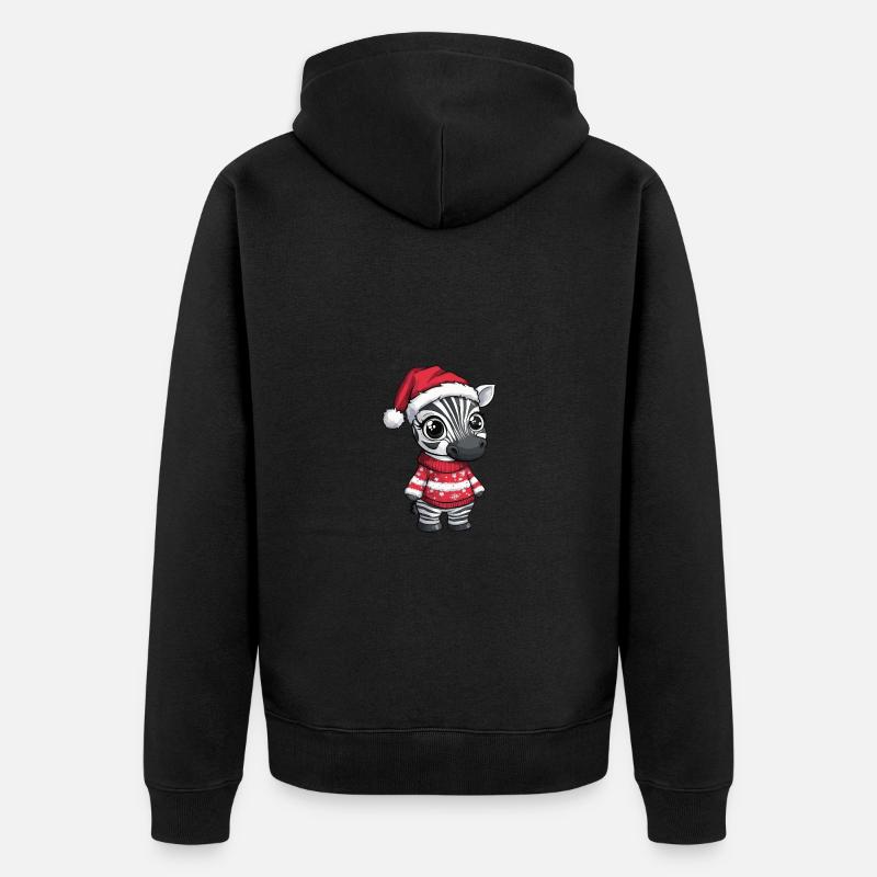 Zebra Weihnachten Comic - Unisex Premium Bio Zip Hoodie - Schwarz
