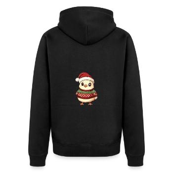 Huhn Weihnachten Comic - Unisex Premium Bio Zip Hoodie - Schwarz - Hinten - Nico (187cm)