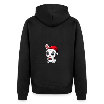 Hase Weihnachten Niedlich - Unisex Premium Bio Zip Hoodie - Schwarz - Hinten - Nico (187cm)