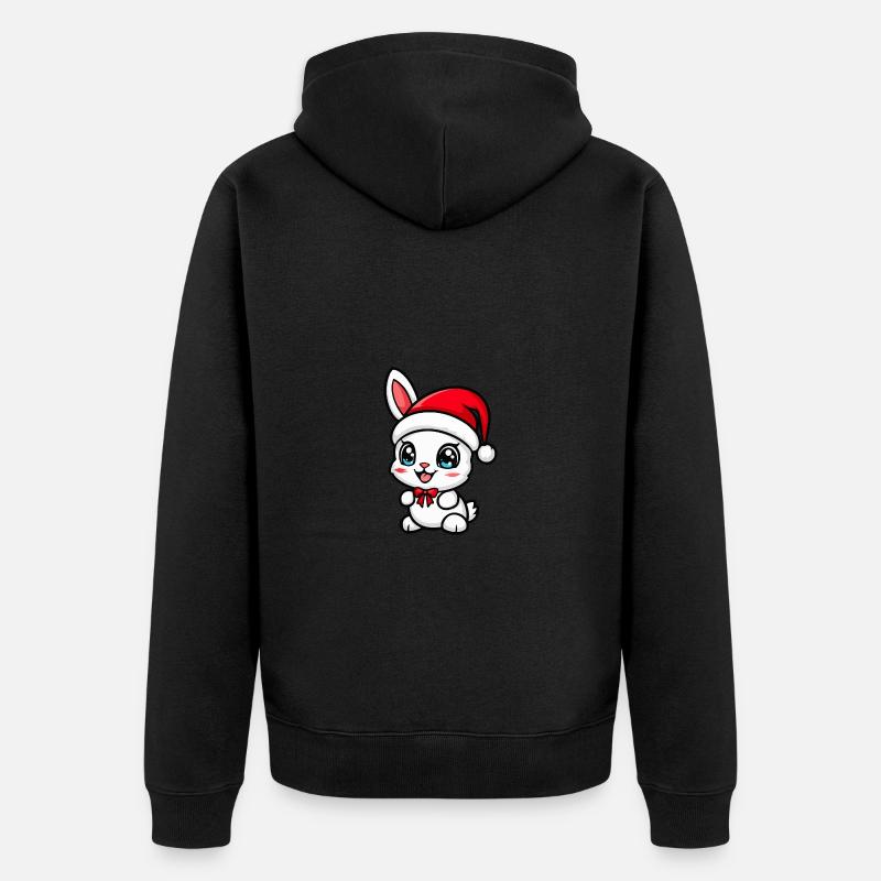 Lapin Noël Mignon - Veste à capuche bio Premium Unisexe - noir