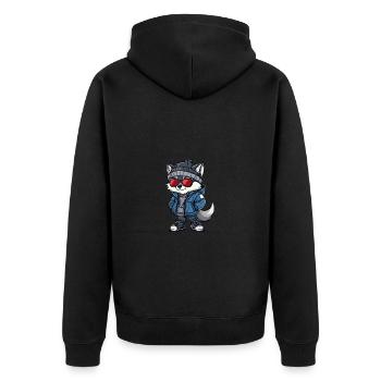 Wolf Winter - Unisex Premium Bio Zip Hoodie - Schwarz - Hinten - Nico (187cm)