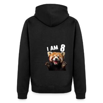 8 Jahre Kleiner Roter Panda Pandas 8. Geburtstag - Unisex Premium Bio Zip Hoodie - Schwarz - Hinten - Nico (187cm)