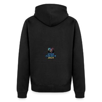 Gran Canaria 2025 Holiday Palm Trees Colorful - Unisex Premium Organic Zip Hoodie - black - Back - Nico (187cm)