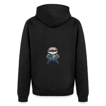 Faultier Comic Urlaub - Unisex Premium Bio Zip Hoodie - Schwarz - Hinten - Nico (187cm)