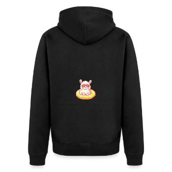Alpaca Llama Comic Cool - Unisex Premium Organic Zip Hoodie - black - Back - Nico (187cm)