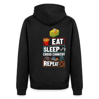 Cross Country Running Crosslauf Geländelauf Laufen - Unisex Premium Bio Zip Hoodie - Schwarz - Hinten - Nico (187cm)
