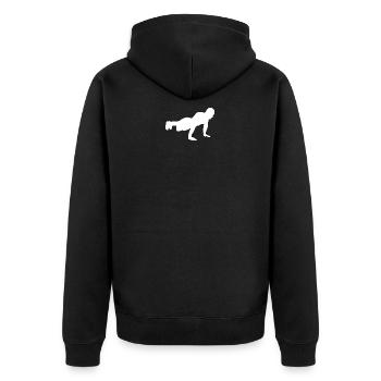 Gym Sport Kraftsport - Unisex Premium Bio Zip Hoodie - Schwarz - Hinten - Nico (187cm)