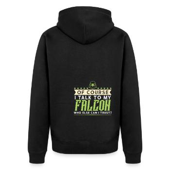 falknerei falke - Unisex Premium Bio Zip Hoodie - Schwarz - Hinten - Nico (187cm)