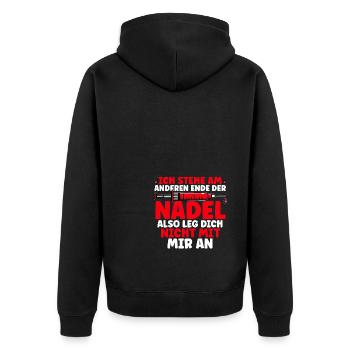 Nadel Pflegerin Krankenschwester Arzt Sani Sanität - Unisex Premium Bio Zip Hoodie - Schwarz - Hinten - Nico (187cm)