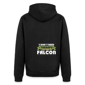 falknerei therapie spruch - Unisex Premium Bio Zip Hoodie - Schwarz - Hinten - Nico (187cm)
