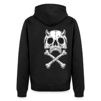 Skull Skull Horror Skeleton Halloween Metal - Unisex Premium Organic Zip Hoodie - black - Back - Nico (187cm)