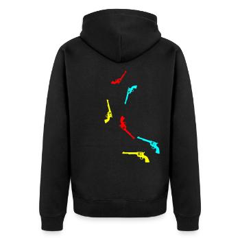 waffe pistole - Unisex Premium Bio Zip Hoodie - Schwarz - Hinten - Nico (187cm)